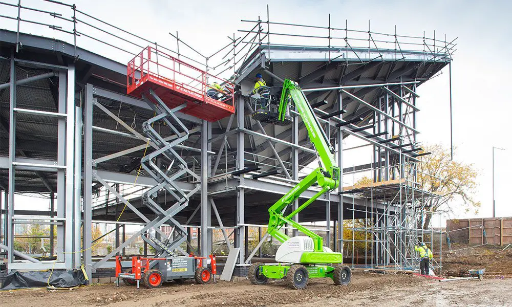 Skyjack-6832RT-scissor-lift-Niftylift-HR21-boom-cherry-picker-curious-brewery-1000×600