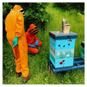 Richard Stok, Sales Manager, Star Platforms learns about iCARPs beekeeping efforts.